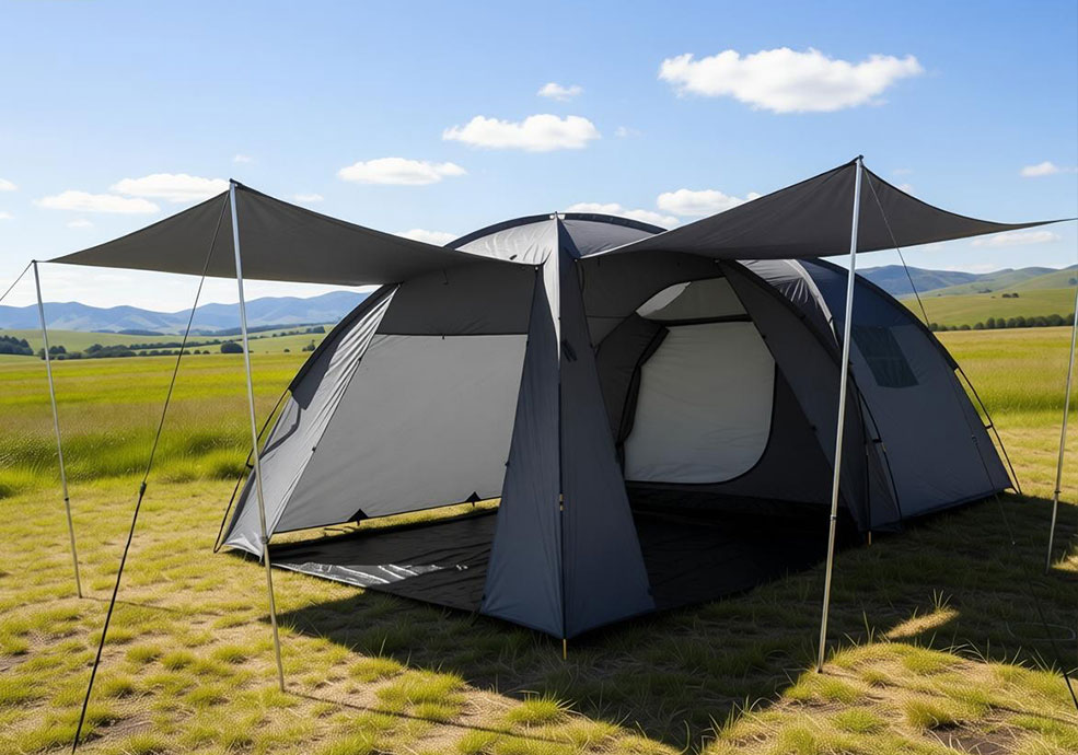Tente de camping double couche imperméable pour famille de 5 à 6 personnes