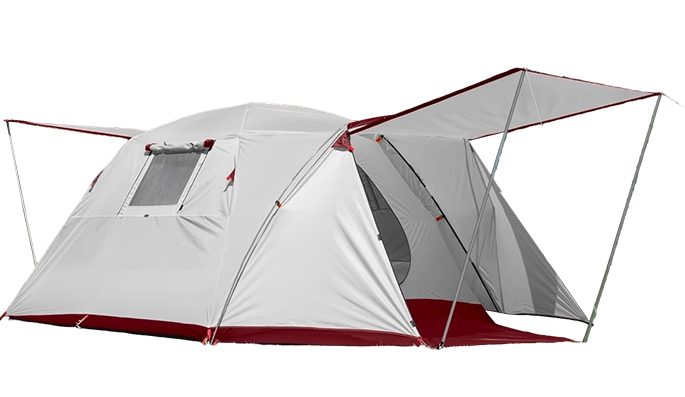 Tente de camping pour 4 personnes avec une chambre et un salon
